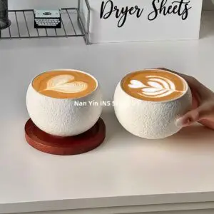 Egg-Shaped Coffee Cup with Coaster